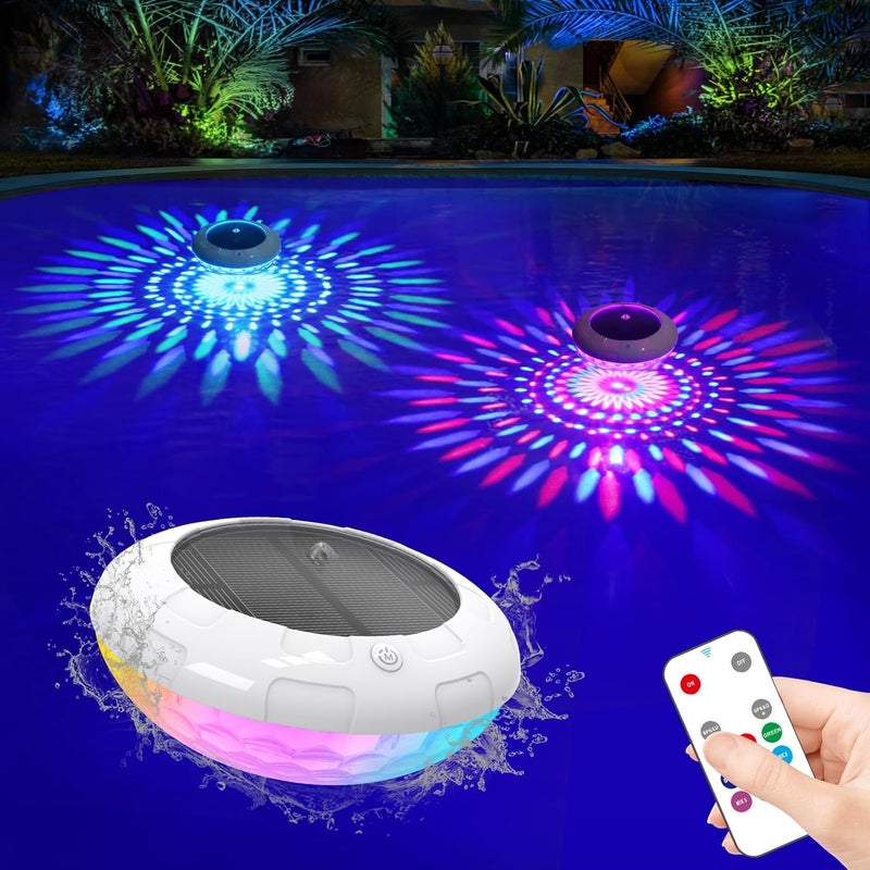 LENONE Floating Pool Lights Solar Powered, 6.5“ Vibrant RGB Colors Pool Lights That Float with Dynamic Lighting Effects, Waterproof Float or Hang Solar Floating Light for Pool Hot Tub Garden Party(1) - Image 1